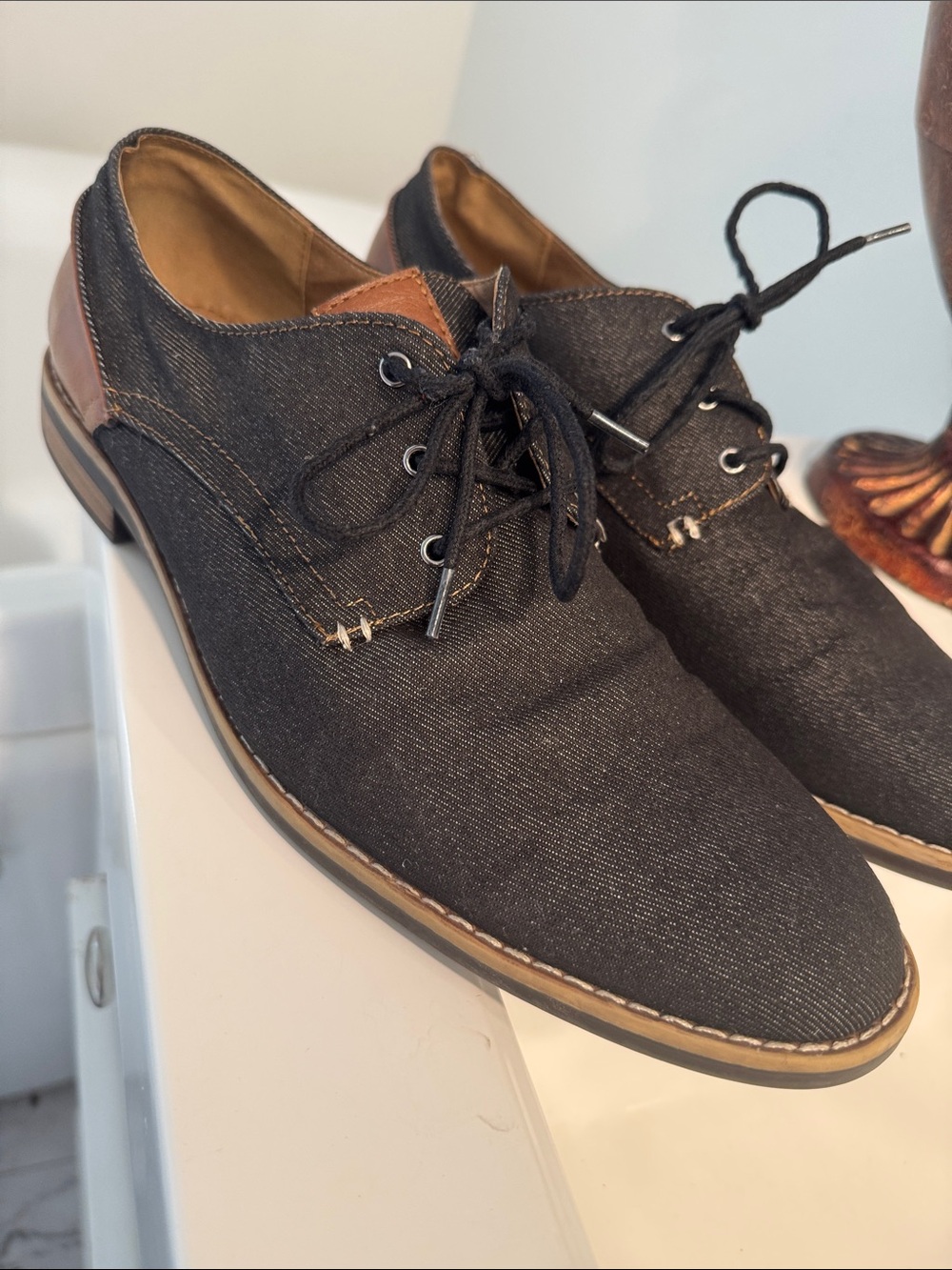 Men's Black Canvas Lace-Up Dress Shoes